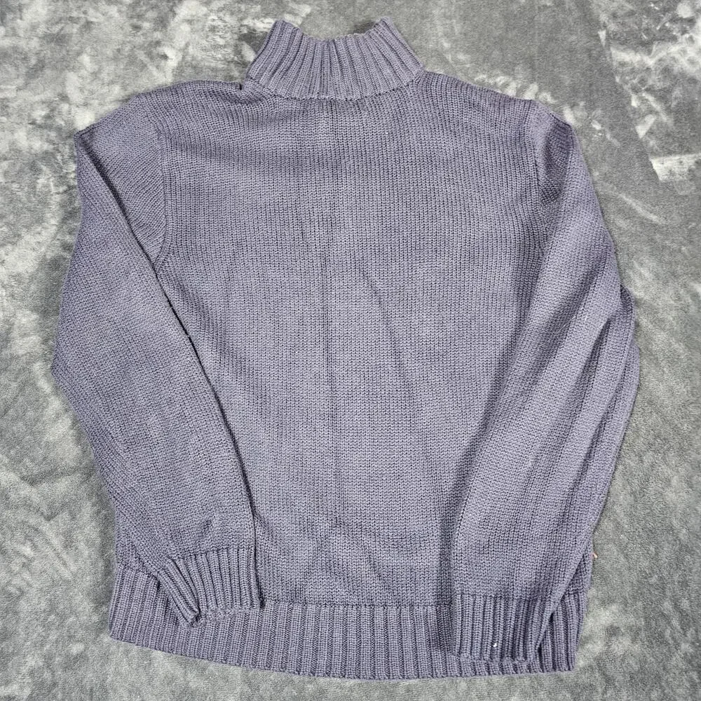 Polo Ralph Lauren Sweater Mens XL Navy Blue Quarter Zip Mock Neck Cotton Knit - Picture 2 of 9